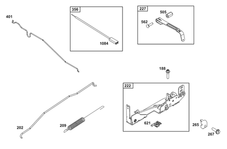 Controls Group Diagram and Parts List for 125P42-0031-H5  Briggs and Stratton Engine